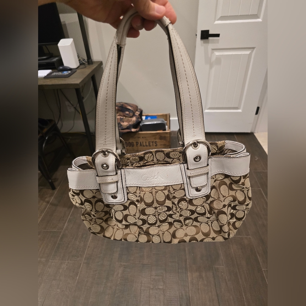 Coach Brown and Cream Signature Tote